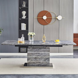 Furniture in Fashion Parini Extendable Melange High Gloss Dining Table 8 White Chairs - thumbnail 4