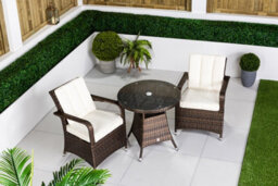 Giardino Arizona Round Rattan Garden Bistro Table And Chairs Set 2 Seater Patio Furniture Set - Brown - thumbnail 5
