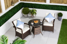 Giardino Arizona Round Rattan Garden Bistro Table And Chairs Set 2 Seater Patio Furniture Set - Brown - thumbnail 2