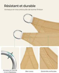 Beige Rectangular Shade Sail Uv Resistant - thumbnail 3