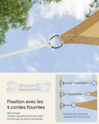 Beige Rectangular Shade Sail Uv Resistant - thumbnail 5