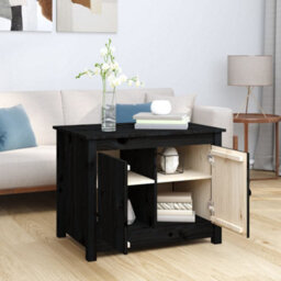 Berkfield Coffee Table Black 71X49X55 Cm Solid Wood Pine - thumbnail 3