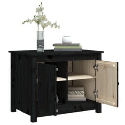 Berkfield Coffee Table Black 71X49X55 Cm Solid Wood Pine - thumbnail 5