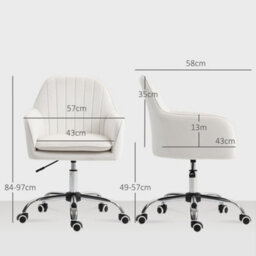 Homcom Office Chair, Swivel Desk Chair W/ Adjustable Height, Cream White - thumbnail 3