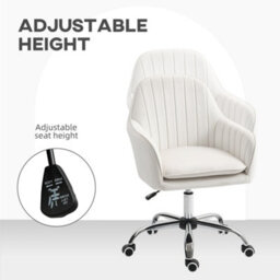 Homcom Office Chair, Swivel Desk Chair W/ Adjustable Height, Cream White - thumbnail 6