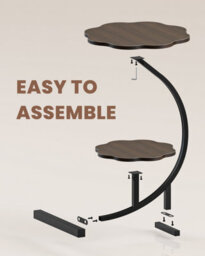 Dayone  Walnut Effect Flower-Shaped Side Table 2-Tier Storage With Carbon Steel Frame For Living Room Or Balcony - thumbnail 5