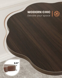 Dayone  Walnut Effect Flower-Shaped Side Table 2-Tier Storage With Carbon Steel Frame For Living Room Or Balcony - thumbnail 3