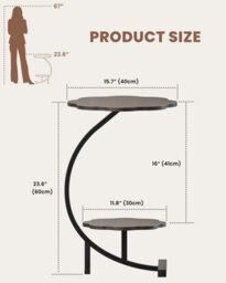 Dayone  Walnut Effect Flower-Shaped Side Table 2-Tier Storage With Carbon Steel Frame For Living Room Or Balcony - thumbnail 8