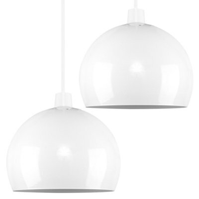 Valuelights Pair Of Mini Retro Gloss White Arco Style Dome Ceiling Light Shades (D)20Cm - image 1