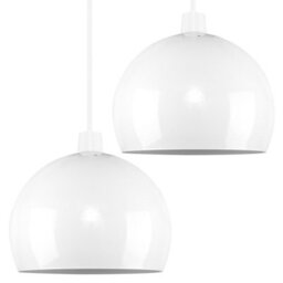 Valuelights Pair Of Mini Retro Gloss White Arco Style Dome Ceiling Light Shades (D)20Cm