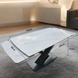 Interior Emporium Ie Nordic Rock Extendable Ceramic Dining Table (White) - With 4 Static Chairs (Black , Grey , Green , Teel) - thumbnail 2