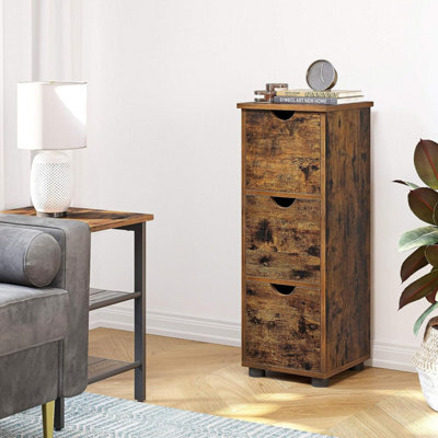 Songmics Bathroom Floor Cabinet, Slim Storage Unit 3 Drawers, For Bathroom, Living Room, Bedroom, Kitchen, Rustic Brown - image 1