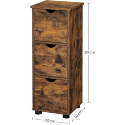 Songmics Bathroom Floor Cabinet, Slim Storage Unit 3 Drawers, For Bathroom, Living Room, Bedroom, Kitchen, Rustic Brown - thumbnail 5