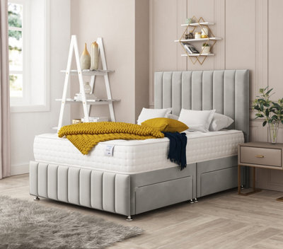 "Bed Choices Moscow Bed Set No Drawer With Mattress & 26"" Headboard -Small Double (Silver)" - image 1