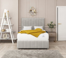 "Bed Choices Moscow Bed Set No Drawer With Mattress & 26"" Headboard -Small Double (Silver)" - thumbnail 2