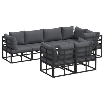 Berkfield Modern Garden Sofa Set With Cushion 7 Pcs Black Aluminium - image 1