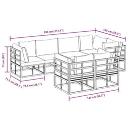 Berkfield Modern Garden Sofa Set With Cushion 7 Pcs Black Aluminium - thumbnail 8