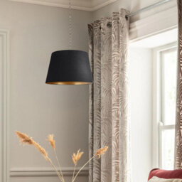 2 Pack 30Cm Black Fabric Drum Lamp Shades With Gold Inner Ceiling Pendant Light Shades - thumbnail 3