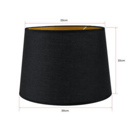 2 Pack 30Cm Black Fabric Drum Lamp Shades With Gold Inner Ceiling Pendant Light Shades - thumbnail 4