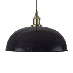 Navy Blue Worcester Painted Dome Pendant Light With Brushed Chrome Lamp Holder And Grey Twisted Cable - Se Home