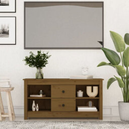 Berkfield Stylish Tv Cabinet Honey Brown 103X36.5X52 Cm Solid Wood Pine - thumbnail 2