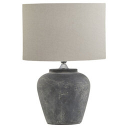 Wholesome Home Grey Stone Table Lamp With Linen Shade (31X31X40Cm) - thumbnail 2
