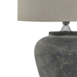 Wholesome Home Grey Stone Table Lamp With Linen Shade (31X31X40Cm) - thumbnail 3
