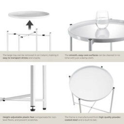 Tectake Bedside Table Chester - Round With Removable Steel Shelf, 45.5 X 45.5 X 53 Cm - White - thumbnail 4