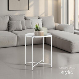Tectake Bedside Table Chester - Round With Removable Steel Shelf, 45.5 X 45.5 X 53 Cm - White - thumbnail 7