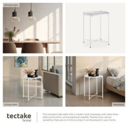 Tectake Bedside Table Chester - Round With Removable Steel Shelf, 45.5 X 45.5 X 53 Cm - White - thumbnail 5