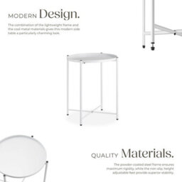 Tectake Bedside Table Chester - Round With Removable Steel Shelf, 45.5 X 45.5 X 53 Cm - White - thumbnail 3