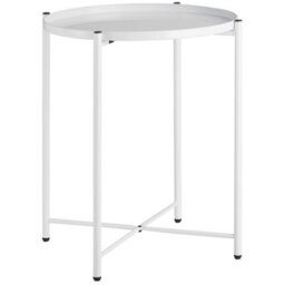 Tectake Bedside Table Chester - Round With Removable Steel Shelf, 45.5 X 45.5 X 53 Cm - White