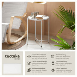 Tectake Bedside Table Chester - Round With Removable Steel Shelf, 45.5 X 45.5 X 53 Cm - White - thumbnail 2
