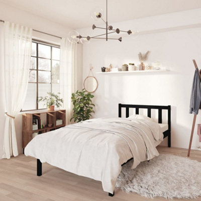 Berkfield Bed Frame Black Solid Wood Pine 75X190 Cm Small Single - image 1