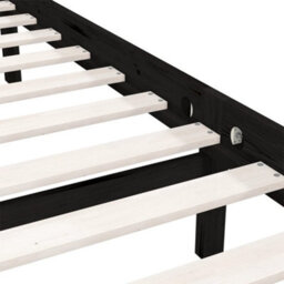 Berkfield Bed Frame Black Solid Wood Pine 75X190 Cm Small Single - thumbnail 7