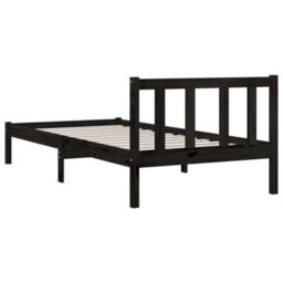 Berkfield Bed Frame Black Solid Wood Pine 75X190 Cm Small Single - thumbnail 6