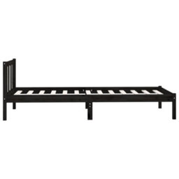 Berkfield Bed Frame Black Solid Wood Pine 75X190 Cm Small Single - thumbnail 5