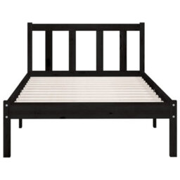 Berkfield Bed Frame Black Solid Wood Pine 75X190 Cm Small Single - thumbnail 4