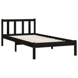 Berkfield Bed Frame Black Solid Wood Pine 75X190 Cm Small Single - thumbnail 3
