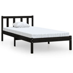 Berkfield Bed Frame Black Solid Wood Pine 75X190 Cm Small Single - thumbnail 2