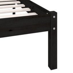 Berkfield Bed Frame Black Solid Wood Pine 75X190 Cm Small Single - thumbnail 8