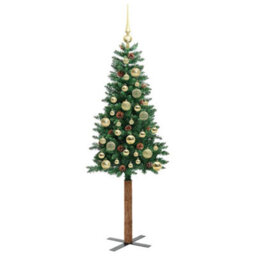 Vidaxl Slim Christmas Tree Green 150 Cm Pvc And Solid Pine Wood - thumbnail 4