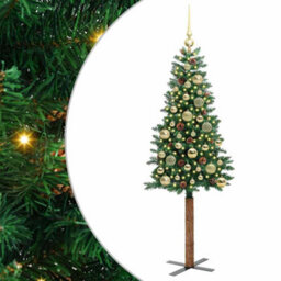 Vidaxl Slim Christmas Tree Green 150 Cm Pvc And Solid Pine Wood - thumbnail 2
