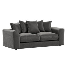 Furnishings For Less UK Brooklyn Plush Velvet Fibre Fabric Sofa Set 3 And 2 Seater Sofa Grey - thumbnail 2