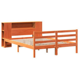 Berkfield Bookcase Bed Without Mattress Wax Brown 140X190 Cm Solid Wood Pine - thumbnail 3