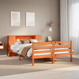 Berkfield Bookcase Bed Without Mattress Wax Brown 140X190 Cm Solid Wood Pine - thumbnail 1