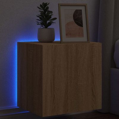 Berkfield Tv Wall Cabinet With Led Lights Sonoma Oak 40.5X35X40 Cm - image 1