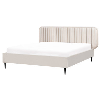 Beliani Bed Velvet Brin 160 X 200 Cm (Eu King Size) Beige - image 1