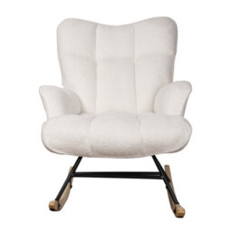 Alivio Teddy Rocking Chair For Nursery, Comfy Rocking Armchair With High Backrest - White