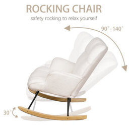 Alivio Teddy Rocking Chair For Nursery, Comfy Rocking Armchair With High Backrest - White - thumbnail 6